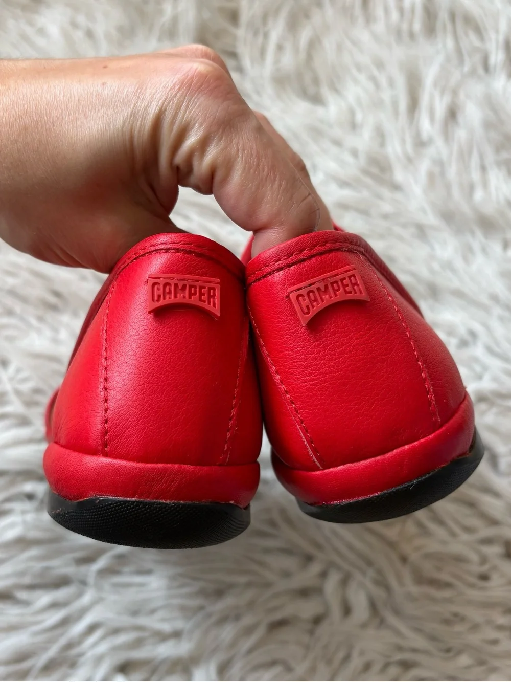 Camper Right Nina Red Leather Criss Cross Strap Flat Sandals NWOB Size 38